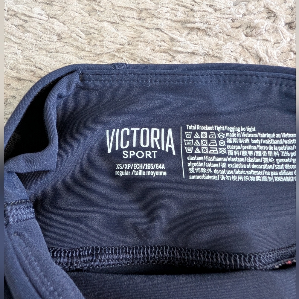 VICTORIA SECRET SPORT Total Knockout Tight Leggings XS Navy Blue with 4 pockets